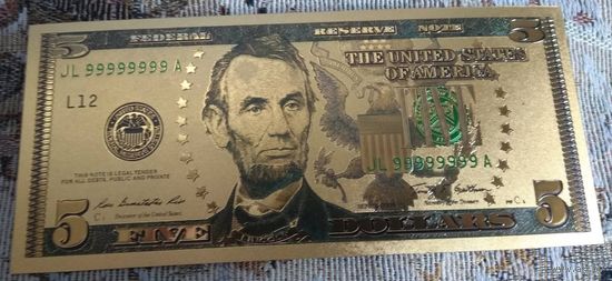 Золотой 5 долларов США (копия Американской купюры)