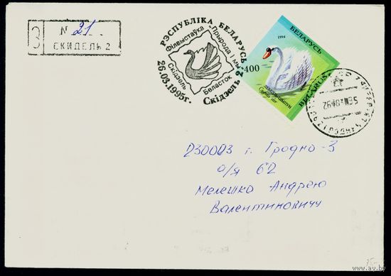 Беларусь 1995 год Конверт со спецгашением Филателистическая выставка Природа и мы