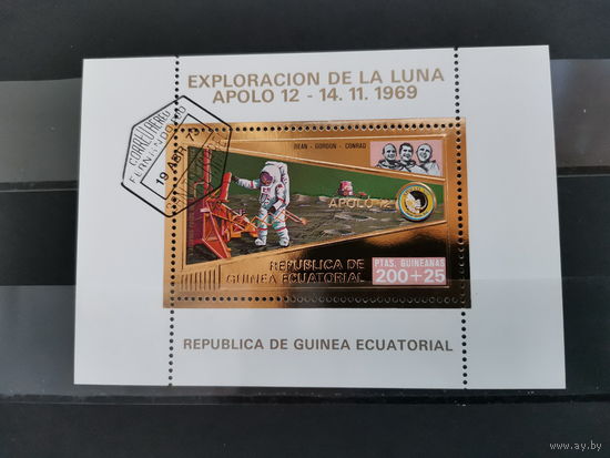 Экваториальная Гвинея 1973г. Авиапочта - Исследование Луны - Золото *