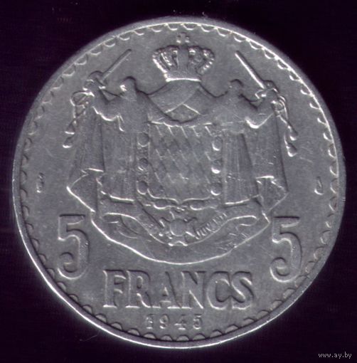5 Франков 1945 год Монако