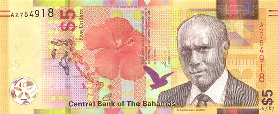 Багамские острова 5 долларов образца 2020 года UNC pw78A
