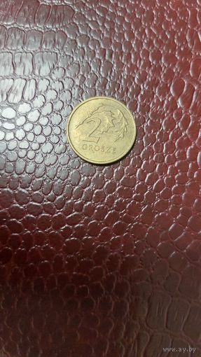 Монета 2 гроша 2001г. Польша. Неплохая!