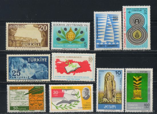 Турция Респ 1958-86 Набор памятных марок #1605-6,2349,2425,2492,2506,2581,2602,2628,2741**