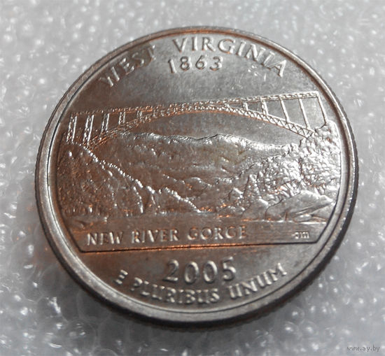 25 центов (квотер) 2005 (D) West Virginia, США #01