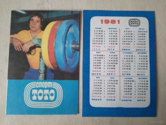 Карманный календарик. Спортлото. 1981 год