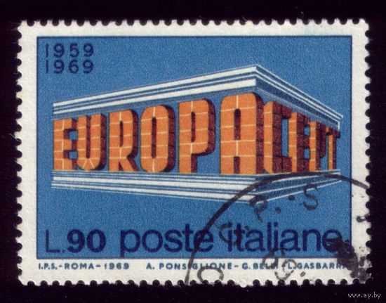 1 марка 1969 год Италия Европа СЕПТ 1296