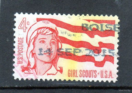 США. Ми-829. Девушки - скауты. Скаут.Флаг. 1962.