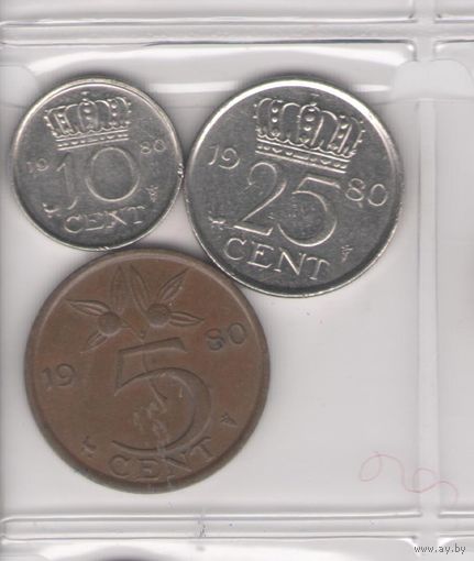 5, 10 и 25 центов 1980 Нидерланды. Возможен обмен