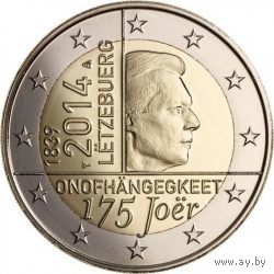 2 евро 2014 г. Люксембург 175 лет нации. UNC
