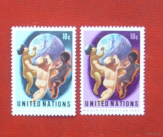 Нью-Йорк. ООН.  Всемирный Год Народонаселения. ( 2 марки ) 1981 года. 7-4 .