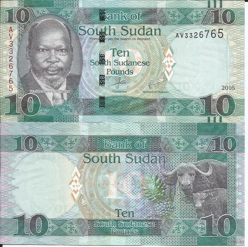 Южный Судан 10 фунтов образца 2016 года UNC p12b