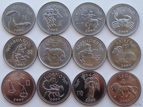 Сомалиленд. набор 12х10 шиллингов 2006 года "Знаки зодиака"