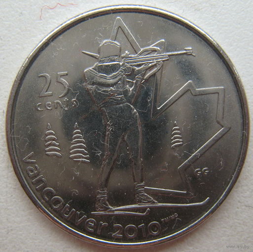 Канада 25 центов 2007 г. XXI зимние Олимпийские Игры. Ванкувер 2010. Биатлон