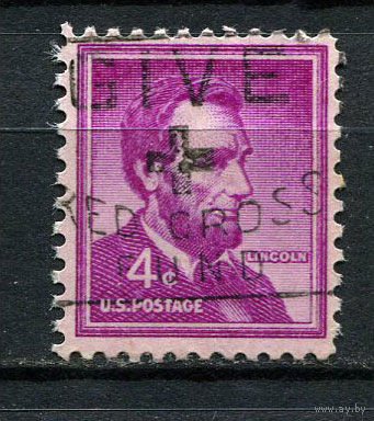 США - 1954/1973 - Линкольн 4C - [Mi.657A] - 1 марка. Гашеная.  (Лот 37CC)