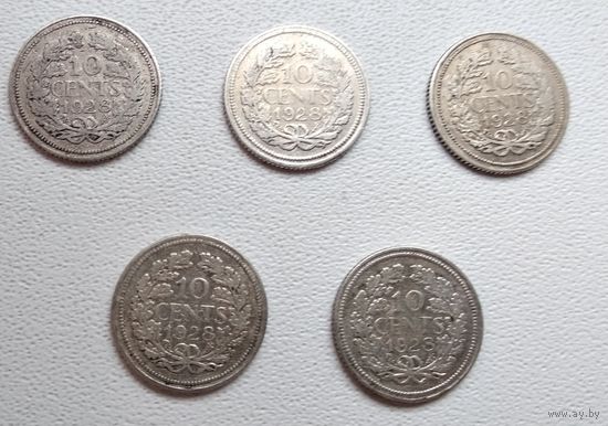 Нидерланды 10 центов, 1928 6-4-20*24