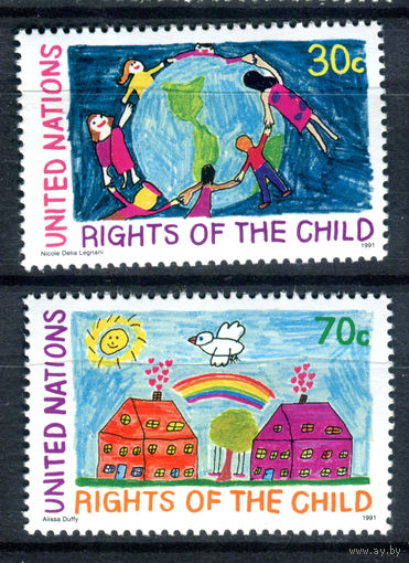 ООН (Нью-Йорк) - 1991г. - Конвенция ООН по защите детей - полная серия, MNH [Mi 615-616] - 2 марки