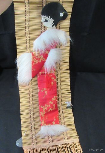 Панно Гейша Кимоно Циновка Соломка Ручная работа Handmade Япония Japan 70 х 23 см