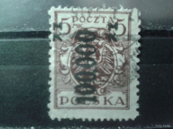 Польша 1923 Стандарт, герб Надпечатка 100000 марок