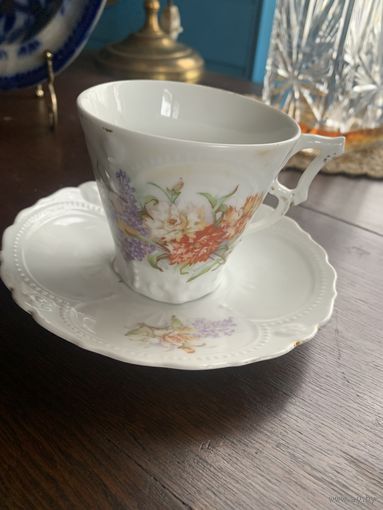 Чашка тарелка чайная пара Силезия Германия модерн