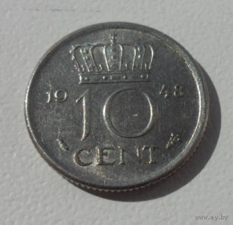 10 центов Нидерланды 1948 года (из копилки)