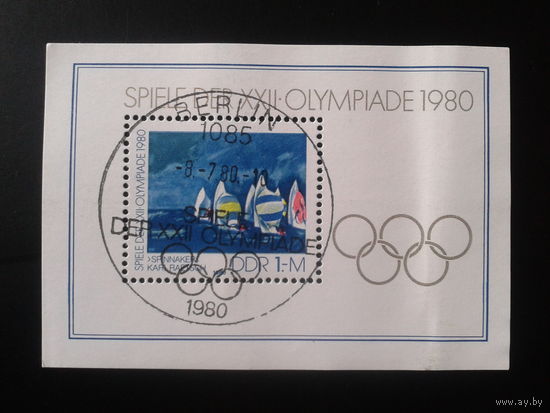 ГДР 1980 Олимпиада в Москве Блок Михель-4,0 евро гаш