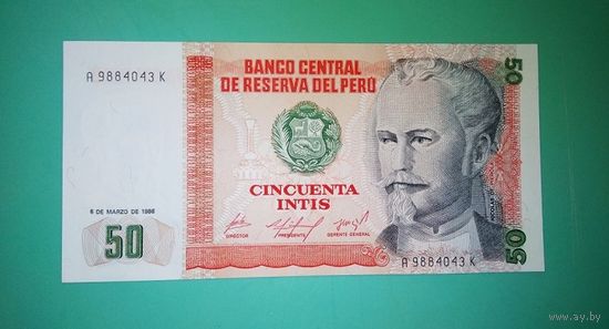 Банкнота 50 инти Перу 1986 г.
