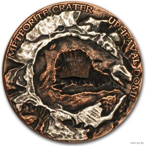 Ниуэ 1 доллар 2019г. "Метеорит Upheaval. Кратер". Монета в капсуле; деревянном подарочном футляре; сертификат; коробка. СЕРЕБРО 31,10гр.(1 oz).