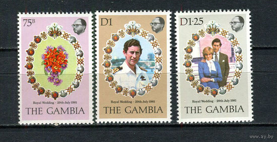 Гамбия - 1981 - Свадьба принца Чарльза и леди Дианы - [Mi. 424-426] - полная серия - 3 марки. MNH.  (LOT EH37)-T10P26