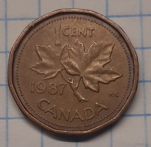 Канада 1 цент 1987г.km132