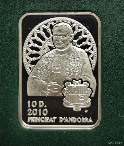 Андорра. 10 динеров 2010 г. Иоанн Павел II