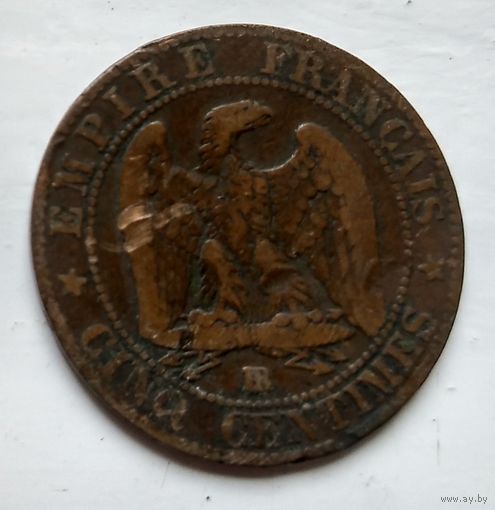 Франция 5 сантимов, 1856 BB - Страсбург 2-6-12