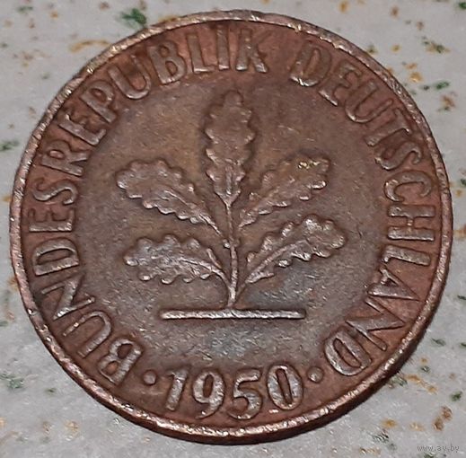 Германия 10 пфеннигов, 1950 Отметка монетного двора: "F" - Штутгарт (3-11-161)