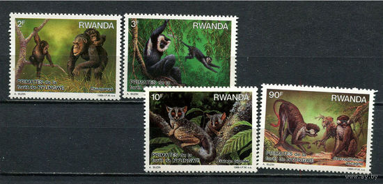 Руанда - 1988 - Приматы - [Mi. 1389-1392] - полная серия - 4 марки. MNH.  (Лот 100DQ)