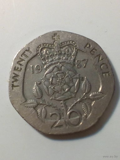 20 пенсов Британия 1987