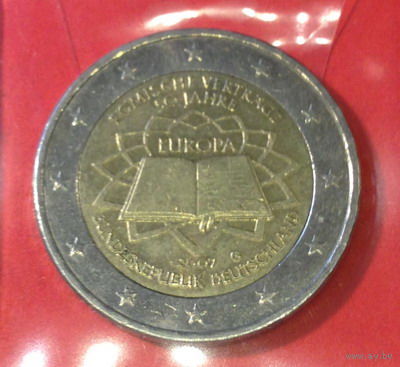 Германия, юбилейные 2 евро 2007г., есть буквы FG