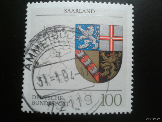 Германия 1994 герб Саара Михель-0,9 евро гаш.