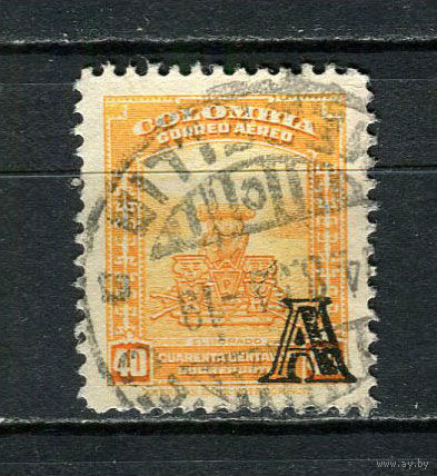 Колумбия - 1951 - Надпечатка А на 40С - [Mi.614] - 1 марка. Гашеная.  (Лот 33DY)-T2P16
