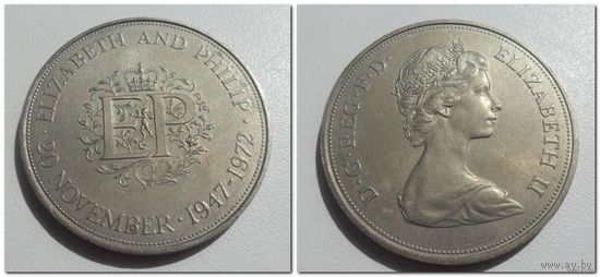 25 новых пенсов Великобритания (Королевская серебряная свадьба) , 1972 год, KM# 917 25 NEW PENCE