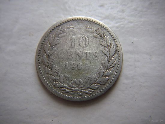 Нидерланды  10 центов  1885 г. серебро