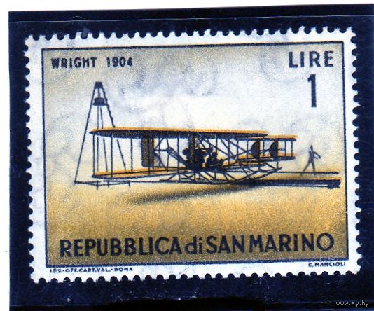 Сан-Марино. Ми-719. Райт (1904). Серия: Классические самолеты. 1962.