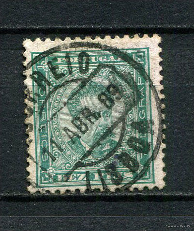 Португалия - 1882/1884 - Король Луиш I 10R - [Mi.55xA] - 1 марка. Гашеная.  (Лот 24DL)