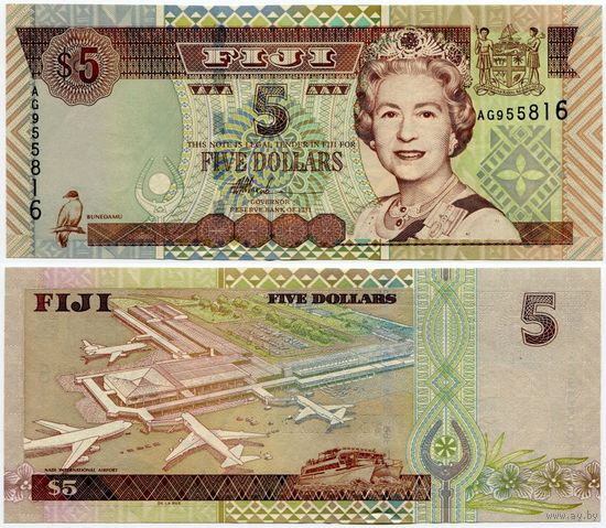 Фиджи. 5 долларов (образца 2002 года, P105b, UNC)