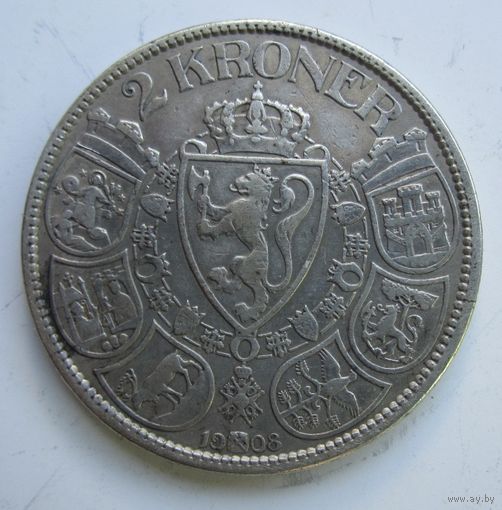 Норвегия 2 кроны 1908  .32-395