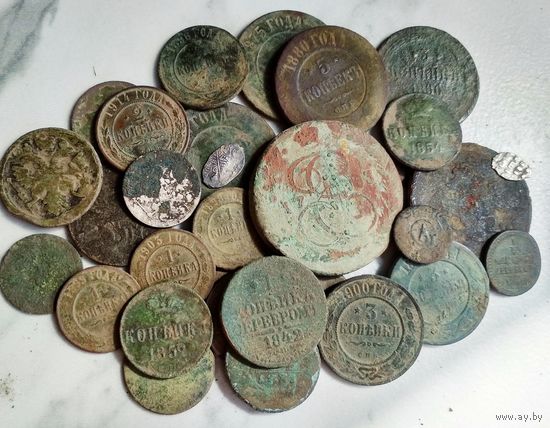 Лот разных  царских монет 40 штук с рубля !! Без мц !