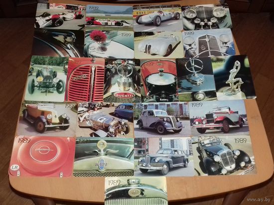 Календарики 1989 Латвийский клуб антикварных автомобилей. 23 шт. одним лотом
