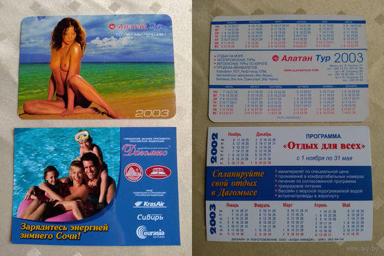 Карманные календарики 2003 год
