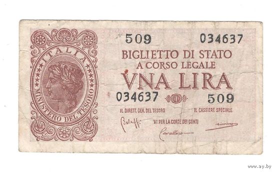 Италия 1 лира 1944 года
