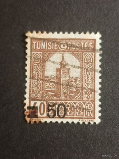 Тунис 1928. Архитектура. Мечеть. Надпечатка