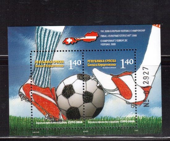 Босния(Серпска)-2008(Мих.Бл.18)  ** , Спорт, ЧЕ-2008 по футболу,