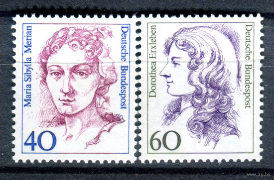 Германия (ФРГ) - 1987г. - Известные женщины в немецкой истории - полная серия, MNH, одна марка с отпечатком одна с потёртостью на клее [Mi 1331-1332] - 2 марки